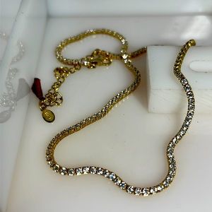CZ Eternity necklace gold plate 13” 3” extender